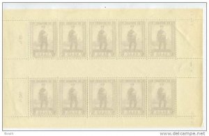 Germany/SAAR 1956 Sc 256 Mi 361 Sheet MNH   5 Gutter Pair.Kleinbogen. Postman at