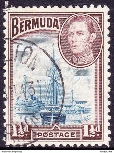 BERMUDA 1943 KGVI 1.5d Blue & Purple-Brown SG111a Fine Used