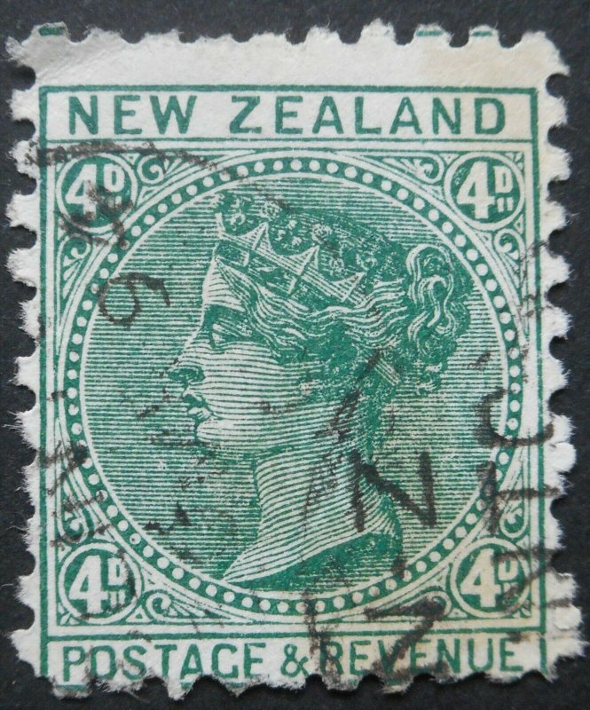 New Zealand 1893 Four Pence with Flag Sauce in Brown Purple advert SG 222d used