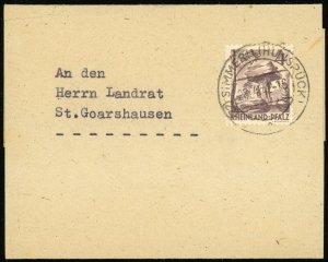 German Occupation French Zone Rhine Palatinate Wrapper Band 1948 Postage Simmern