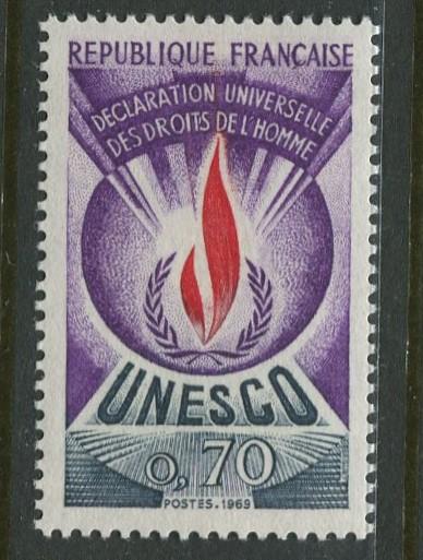 France Unesco - Scott 212 - Unesco Issue -1969 - MLH - Single 70c Stamp