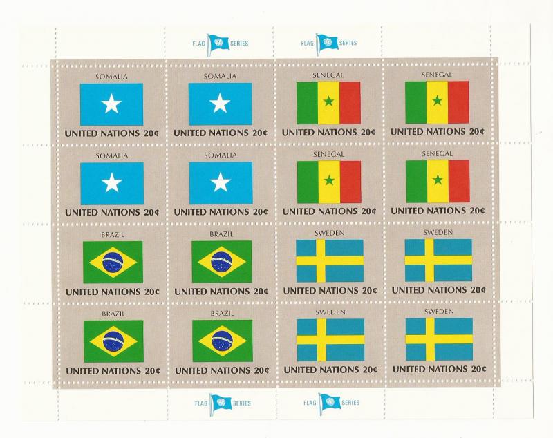 1983 (4 x 16 Stamp Mini Sheet Set United Nations Flags Series) #414a