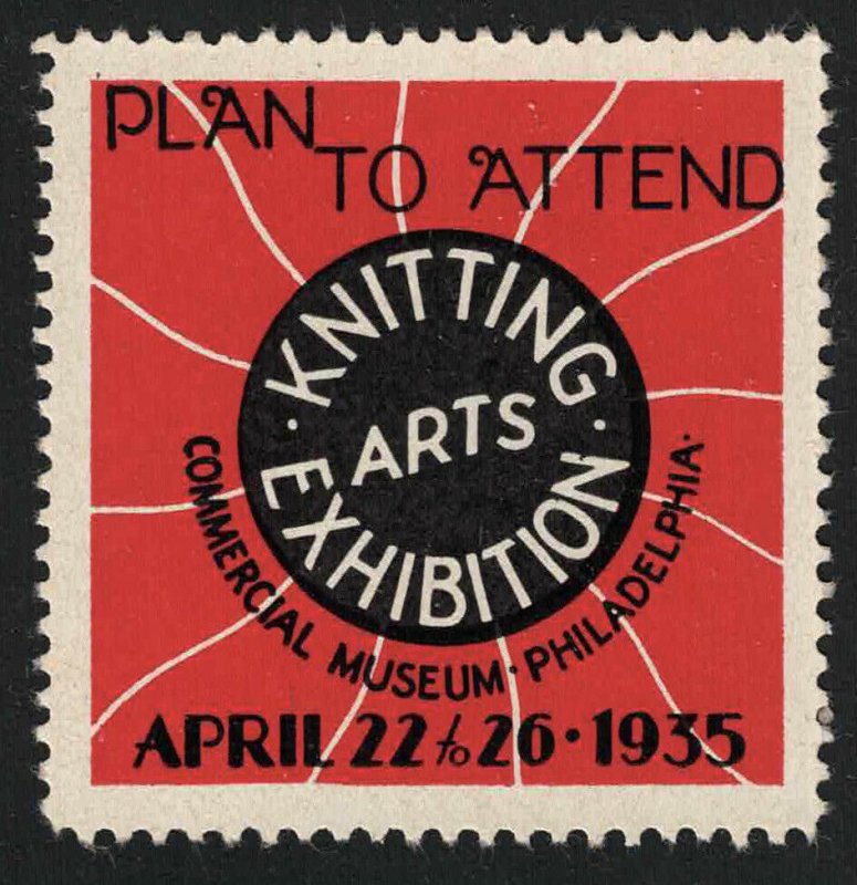 Plan To Attend 1935 Knitting Arts Exhibition Poster Stamp - Philadelphia, PA