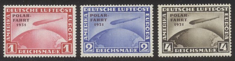 GERMANY #C40-42 Mint - 1931 Zeppelin, Polar Flight Set