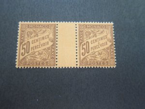 Monaco 1905 Sc J9 Gutter pair Mh/MNH