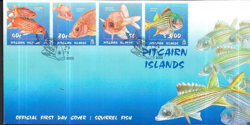 Pitcairn Islands #583-586  Squirrel Fish on cover  (FDC)  CV $9.50