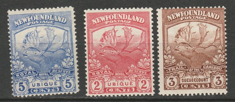 NEWFOUNDLAND 1919 CARIBOU 2C 3C AND 5C