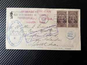 1940 South Africa Tin Can Canoe Mail Cover Capetown to Niuafoou Island Tonga