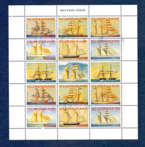 Surinam  #1324  cancelled  2005  ships sheet with 2 blocks of 6