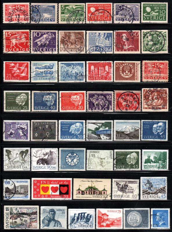 Sweden ~ Collection of 271 Different Stamps ~ Mixed Lot ~ Mostly Used MX