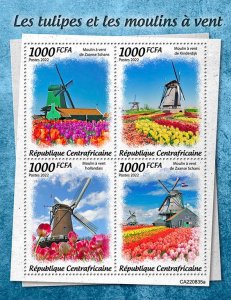 C A R - 2022 - Tulips & Windmills - Perf 4v Sheet - Mint Never Hinged