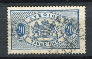SWEDEN; 1880s early classic Official issue fine used 20ore. value fair Postmark