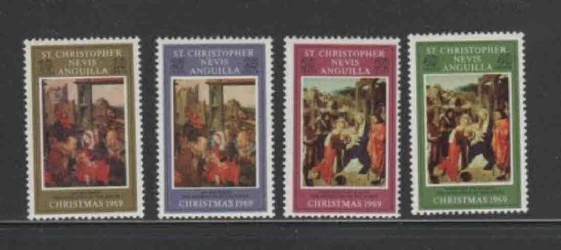 ST. KITTS- NEVIS #202-205 1969 CHRISTMAS MINT VF NH O.G