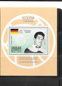 SHARJAH FRITZ WALTER SOCCER PLAYER MNH MINT OLD SOUVENIR SHEET XF STAMP