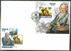 NIGER 2013 FRANCISCO GOYA SOUVENIR SHEET  FIRST DAY COVER