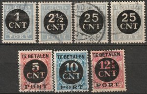 Netherlands 1923 Sc J72-5,J77-9 postage due used