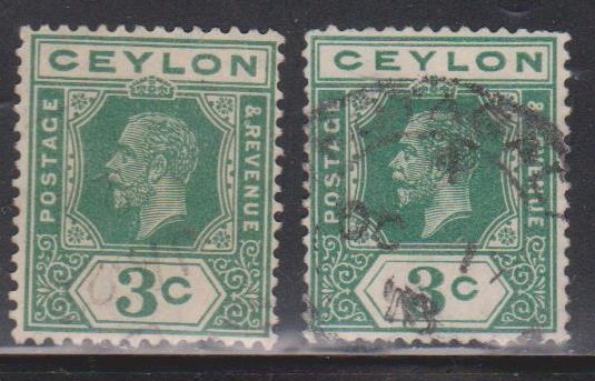 CEYLON Scott # 202, 202a Used - KGV Definitives Watermark 3