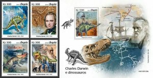 Z08 ANG190124ab ANGOLA 2019 Darwin Dinosaurs Dinosaurier MNH ** Postfrisch