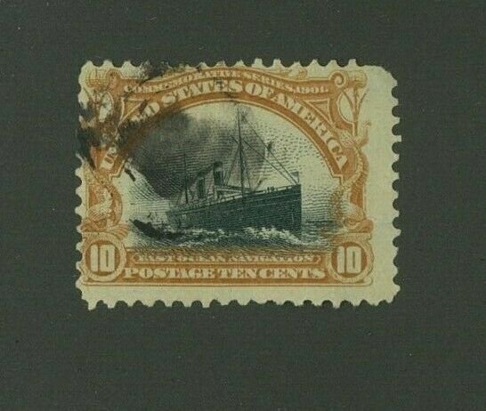 US 1901 10c yellow brown & black Pan-American, Scott 299 used, Value = $30.00