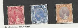 Malaya Perak, Postage Stamp, #88, 91, 93 Mint Hinged, JFZ