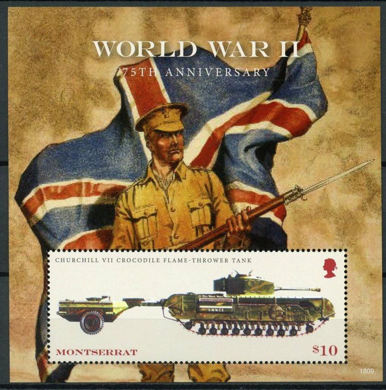 Montserrat 2018 MNH WWII WW2 World War II 1v S/S Military Tanks Stamps