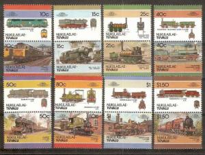 Tuvalu - Nukulaelae 1985 Locomotive Railway Train Transport 16v MNH ++ 3123