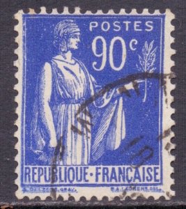 France Scott 276 - SG511b - YT 368, 1937 Peace/Paix 90c Blue used