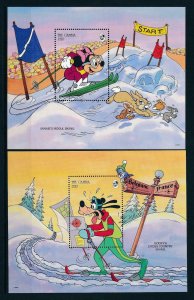 [107491] Gambia 1993 Disney wintersport Skiing Minnie Goofy 2 Sheets MNH