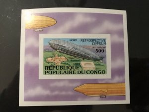 CONGO, REPUBLIC # C236 Mint Imperf NHHISTORY OF THE ZEPPELIN Souvenir Sheet