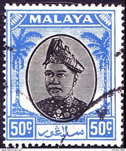 MALAYA SELANGOR 1949 50c Black & Blue SG107 Fine Used