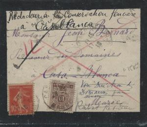 FRENCH MOROCCO  (PP2709B) 1915 INCOMING MOURNING COVER WITH 10C MOROCCO POSTAGE