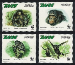 Zaire WWF Bonobo Monkey 4v 1997 MNH SC#1466 a-d MI#1339-1342