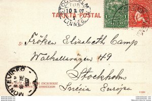 Uruguay postcard sent to Stockholm, sweden, 1907
