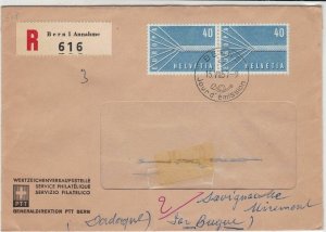 Switzerland 1957 Regd Bern Cancel PTT Seal on Back Stamps FDC Cover Ref 34601