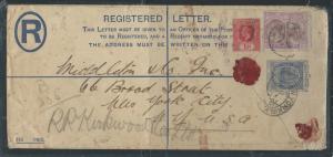 LEEWARD ISLANDS (P0912B) KGV 1 1/2D ON ST KITTS 4D RLE+KGV 6D TO USA