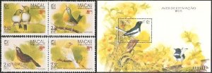 1995 Macau/Macao BIRDS STAMP 4V+ MS