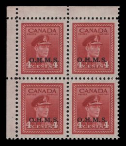 Canada Scott #O4 MLH OG O.H.M.S. Block Of 4 > eGraded With Certificate Gem 100