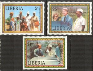 Liberia 1978 USA President J. Carter's Visit to Liberia Set of 3 MNH