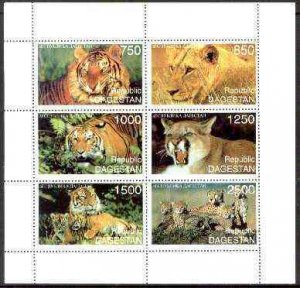 DAGESTAN - 1997 - Big Cats - Perf 6v Sheet - Mint Never Hinged -Private Issue