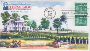 AO-1037–2, 1959, The Hermitage, Add-on Cachet, First Day Cover, SC 1037, Denver