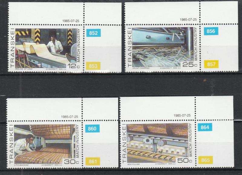 Transkei  Scott#  163-6  MNH  (1985 Match Factory)