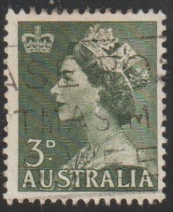 Australia SC# 257 - (3p) - Queen Elizabeth II, dark green - Used Single