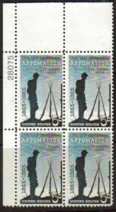 \USA Below Face Value\ Plate Block Scott #1182, 5 cents 