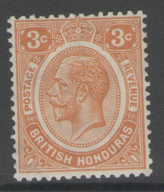 BRITISH HONDURAS SG129 1933 3c ORANGE MTD MINT