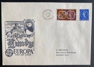 1961 Barnstaple England First day Mixed Franking Cover Lundy Channel Island