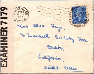 England 1943 - Censor Cover - Flag Cancel - Brentwood Essex - J1737