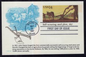 US UX115 Self Scouring Steel Plow Postal Card KMC Venture U/A FDC