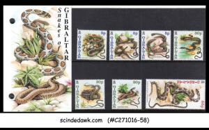 GIBRALTAR - 2001 SNAKES / REPTILES - SET OF 7 STAMPS IN COLLECTIBLE FOLDER