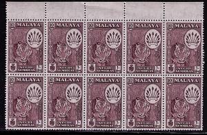 Malaya -Negri Sembilan # 69var Mint VF NH block of 10