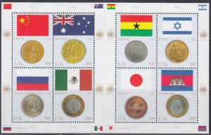 UNITED NATIONS Sc # 920-a-h MNH SHEET of 8 DIFF FLAGS incl ISRAEL